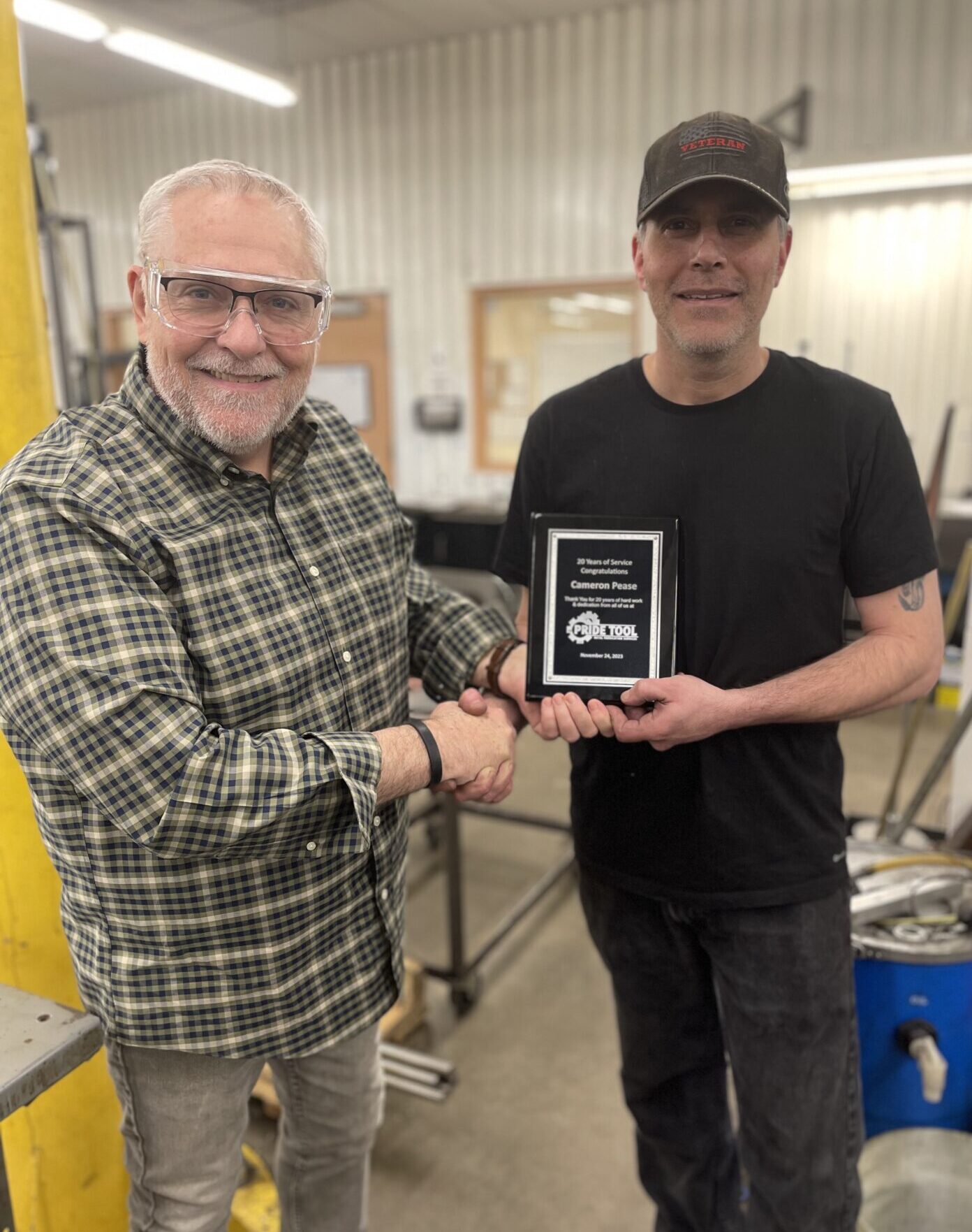 Employee longevity and dedication as exemplified by Cameron Pease, a 20 year experience CNC lathe operator at Pride Tool